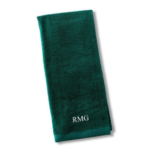 Dark Green Embroidered Cotton Golf Towel