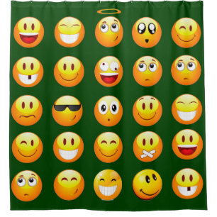 dark green emoji bathroom shower curtain