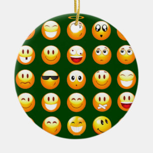 dark green emoji ceramic ornament