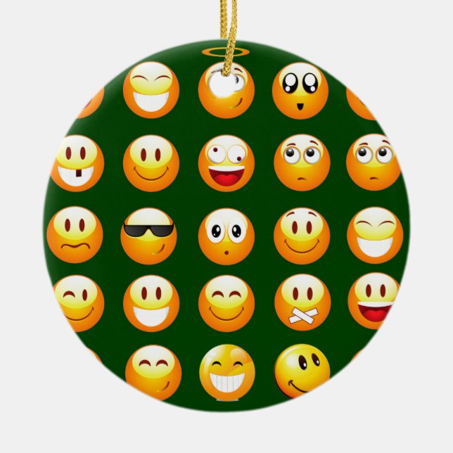 dark green emoji ceramic ornament (Front)