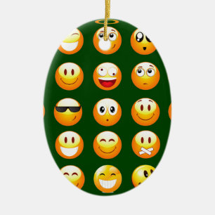 dark green emoji ceramic ornament