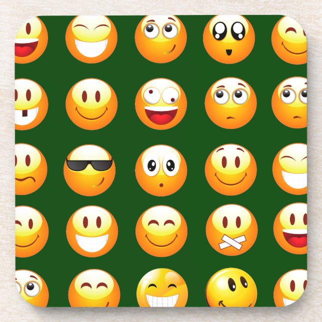 dark green emoji coaster (Front)