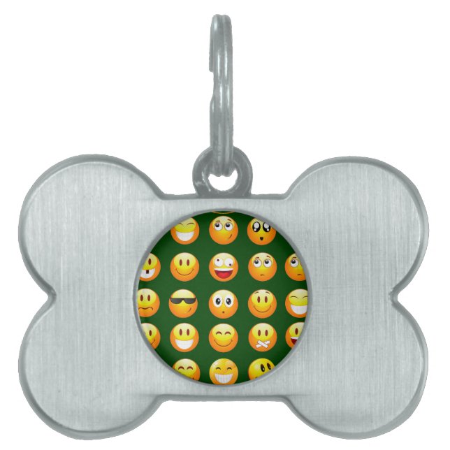 dark green emoji pet ID tag (Front)
