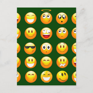 dark green emoji postcard