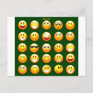 dark green emoji postcard