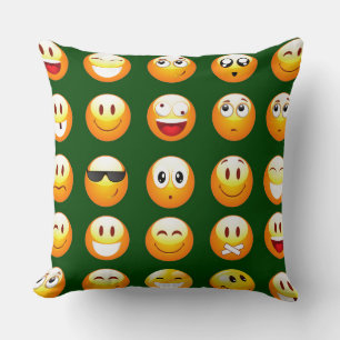 dark green emoji throw pillow
