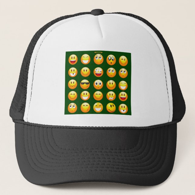 dark green emoji trucker hat (Front)