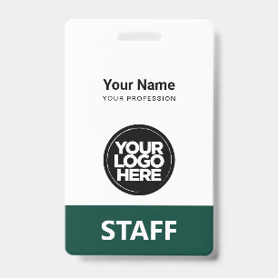 Dark Green Employee Name Business Logo Qr Code Badge