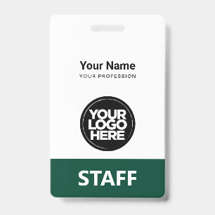 Dark Green Employee Name Business Logo Staff Tag Badge