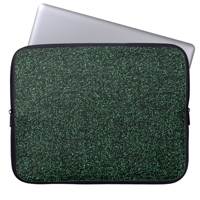 Dark green faux glitter laptop sleeve (Front)