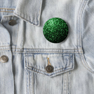 Dark green faux glitter sparkles 2 inch round button