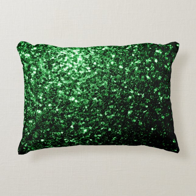 Dark green faux glitter sparkles accent pillow (Front)