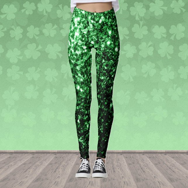 Dark green faux glitter sparkles leggings (Stand out in the gym with our breathable sparkly leggings in many different colors!)