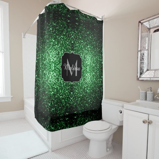 Dark green faux glitter sparkles Monogram (In Situ)