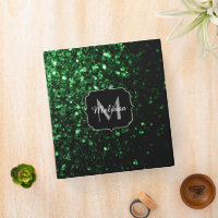 Dark green faux glitter sparkles Monogram