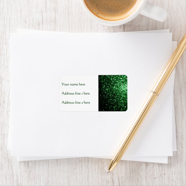 Dark green faux glitter sparkles Personalize Label (Insitu)