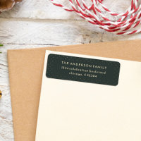 Dark Green & Faux Gold Polka Dots Return Address