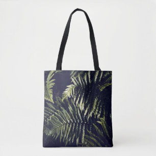 Dark Green Fern Leaves Botanic Tote Bag