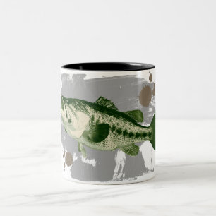 Dark green fish paint splotches coffee mug