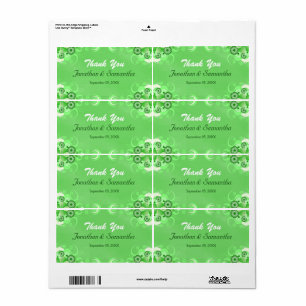 Dark Green Floral Large Wedding Favour Labels