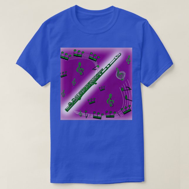 Dark Green Flute against a Deep Purple Background T-Shirt (Design Front)