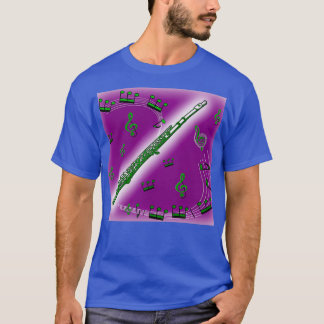 Dark Green Flute against a Deep Purple Background T-Shirt