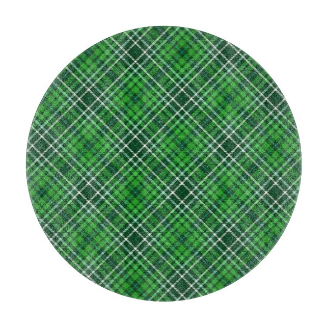 Dark Green & Forest Green Plaid Pattern Cutting Board (Front)