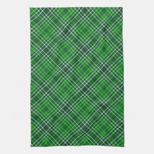 Dark Green & Forest Green Plaid Pattern Kitchen Towel