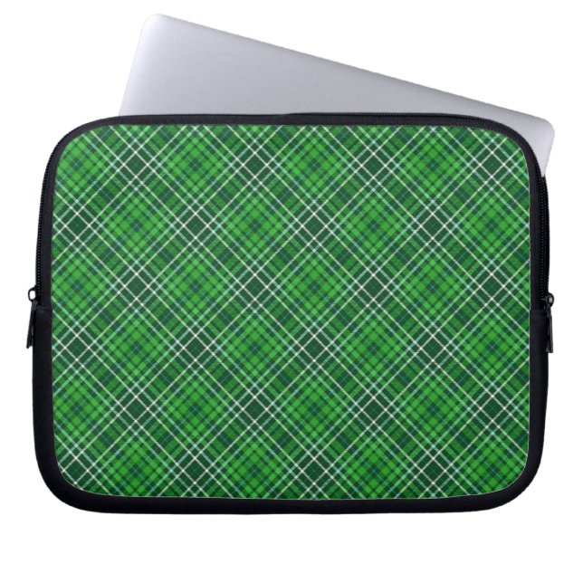 Dark Green & Forest Green Plaid Pattern Laptop Sleeve (Front)