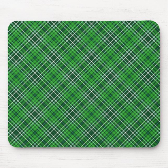Dark Green & Forest Green Plaid Pattern Mouse Pad (Front)