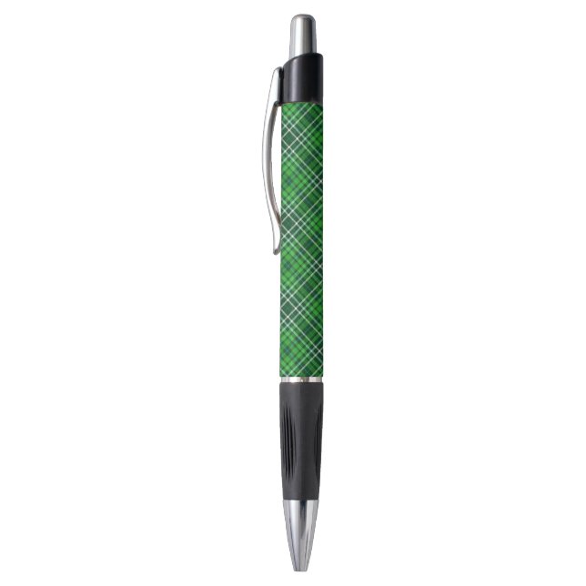 Dark Green & Forest Green Plaid Pattern Pen (Top (Vertical))
