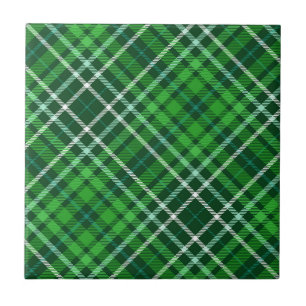 Dark Green & Forest Green Plaid Pattern Tile