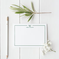 Dark Green Formal Classic Family Monogram Minimal