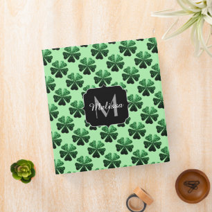 Dark Green glitter sparkle Shamrock Monogram Binder