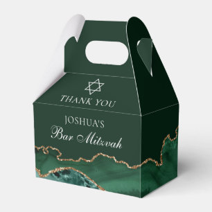 Dark Green Gold Bar Mitzvah Personalized Party Favor Box