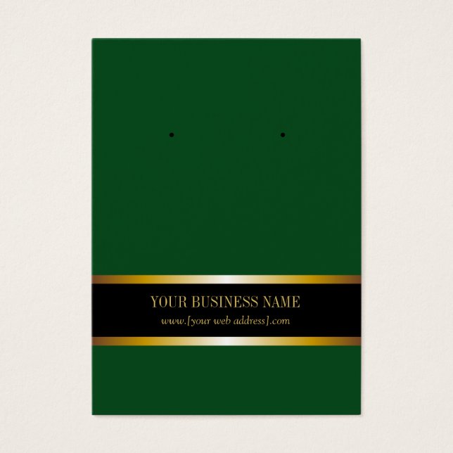 Dark Green Gold Black Custom Earring Card (Front)