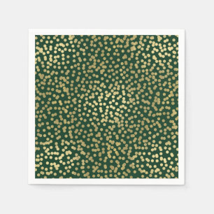 Dark Green & Gold Dots Confetti Elegant Glam Napkin