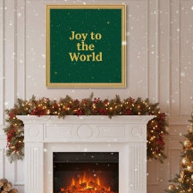 Dark Green & Gold Glitter "Joy to the World" Foam