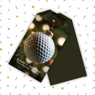 Dark Green Golf Season's Greetings Christmas Gift Tags