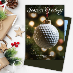 Dark Green Golf Season's Greetings Christmas Photo Holiday Card