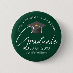 Dark Green Graduate Custom 2025 Graduation 2 Inch Round Button