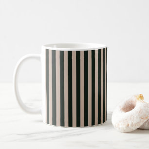 Dark Green Grey Stripes  Coffee Mug