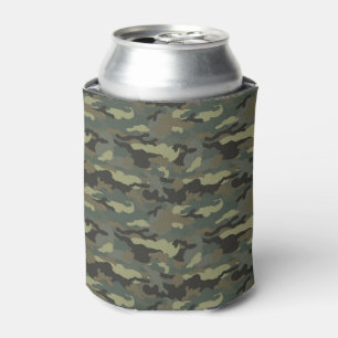 Dark Green, Grey Tree Bark Can Cooler