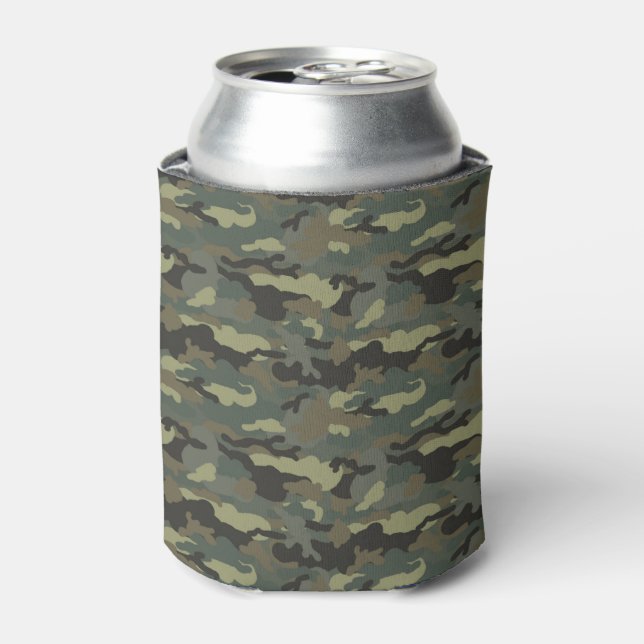 Dark Green, Grey Tree Bark Can Cooler (Can Front)