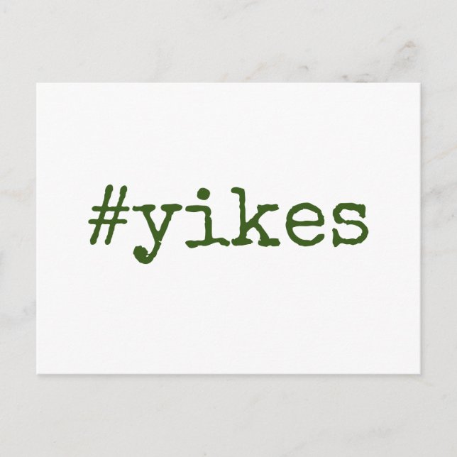 Dark Green Hashtag Yikes Postponed Wedding Postcard (Front)