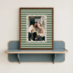 Dark Green Heart Border Poster - Custom Gift