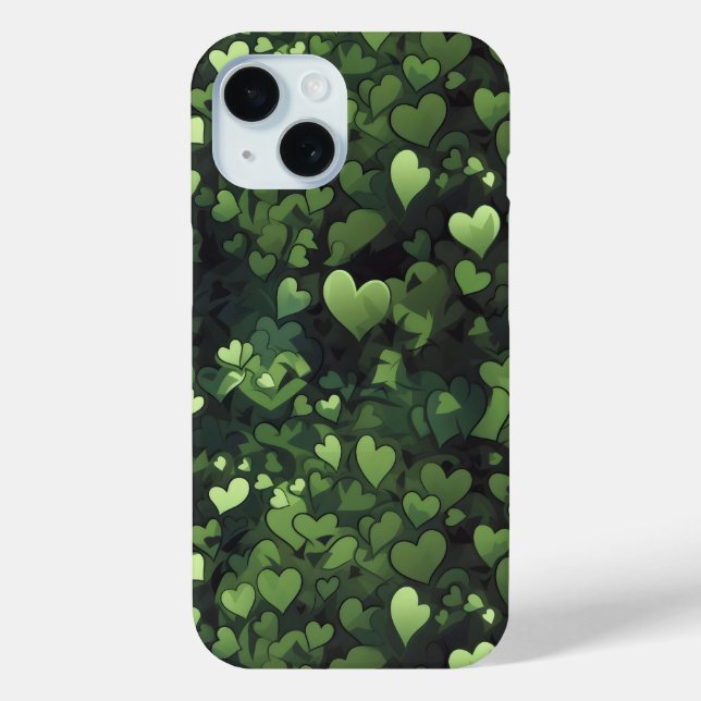 Dark Green Heart Pattern Case-Mate iPhone Case (Back)