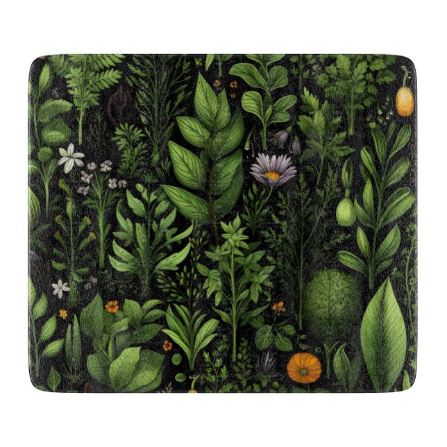 Dark Green Herbs Cutting Board (Front)
