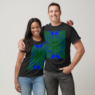 Dark Green in Deep Blue Jasmine Bohemian Floral  T-Shirt