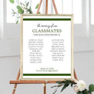Dark Green In Memory Of Our Classmates Memorial Poster